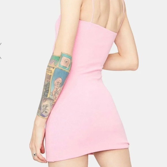 NEW! Pink Ribbed Knit Strapless Bodycon Mini Dress - Picture 7 of 8